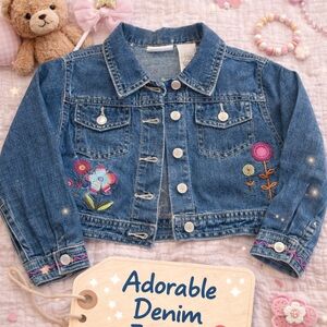 Denim Jacket with Colorful Floral Accents